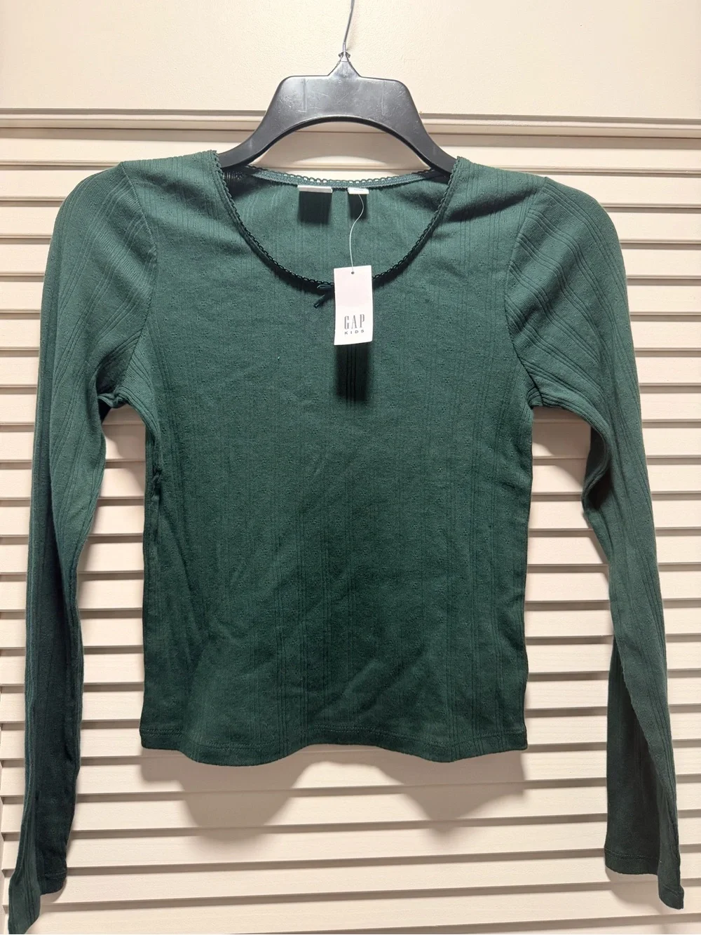 GAP kids Forest Green Ribbed Long Sleeve Top